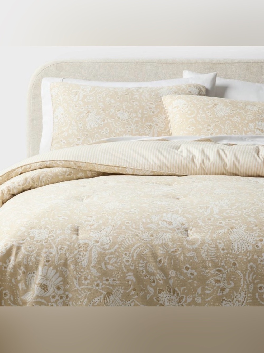 NWT Threshold Cotton Slub Comforter Set Reversible Beige Size Full/Queen